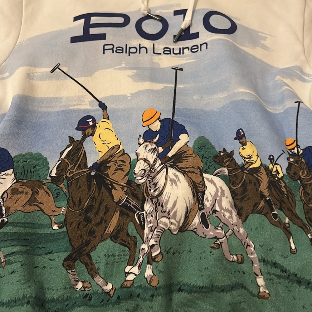 Polo by Ralph Lauren Cream Hoodie with Polo Print - Picture 2 of 4